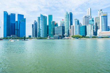 Singapur, 21 Ocak 2019: gökdelen marina defne Singapur City çevresinde bina güzel mimari