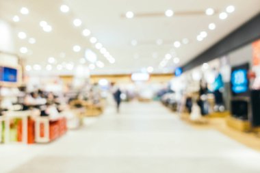 Arkaplan için mağaza içi soyut bulanıklık ve odaklanmış alışveriş merkezi