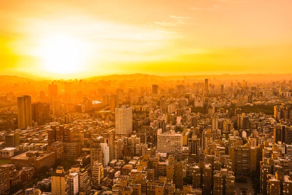 Hermosa Arquitectura Edificio Taipei Horizonte Ciudad Atardecer Taiwán — Foto de Stock