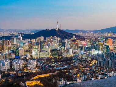 Bina Cityscape Kulesi Seoul City Güney Kore ile güzel mimari