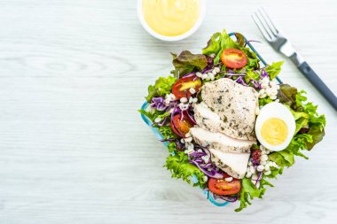 Izgara tavuk eti göğüs ile taze sebze salatası - sağlıklı gıda tarzı