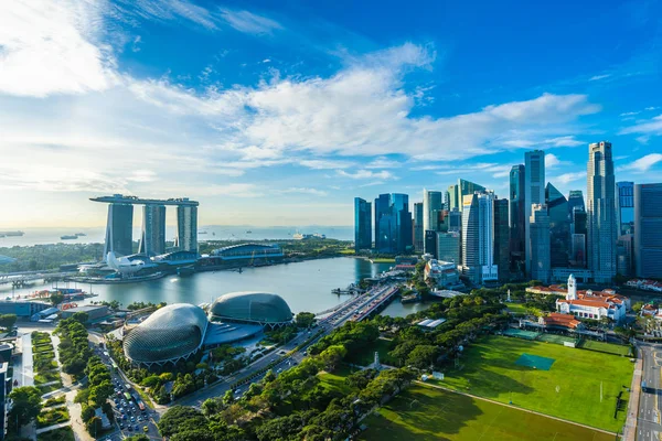 Beau Bâtiment Architecture Extérieur Paysage Urbain Singapour Skyline Ville Avec — Photo
