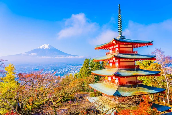 Schöne Landschaft Des Berg Fuji Mit Chureito Pagode Ahornblattbaum Der — Stockfoto