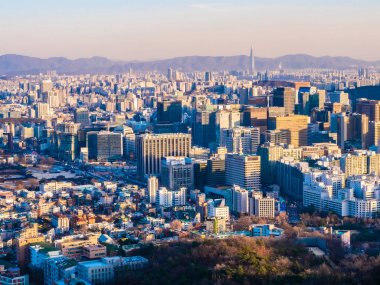 Bina Cityscape Kulesi Seoul City Güney Kore ile güzel mimari