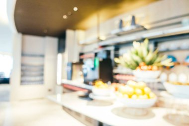Özet olarak, arka plan için soyut bulanık ve odaksız otel ve lobi iç mekanı
