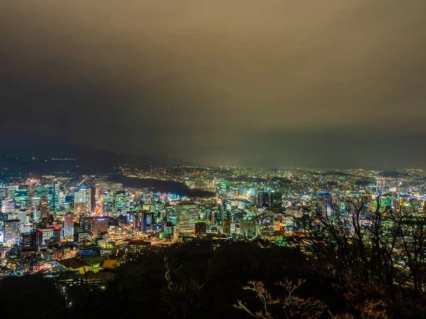 Schöne Architektonische Gebäude Rund Seoul City Bei Nacht Südkorea — Stockfoto