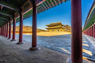 Gyeongbokgung Sarayı Seul Güney Kore'de bina güzel mimari