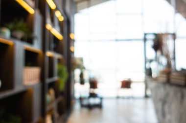 Soyut bulanıklık ve ufuk kafe Cafe ve büfe restoran iç arka planı için