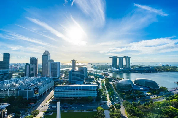 Hermoso Edificio Arquitectura Paisaje Urbano Exterior Singapur Horizonte Ciudad Con — Foto de Stock