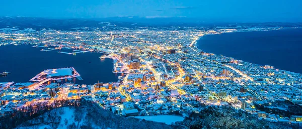 Piękny Krajobraz Panoramę Miasta Góry Hakodate Wygląd Wokół Budynku Panoramę — Zdjęcie stockowe