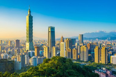 Güzel manzara ve cityscape taipei 101 bina ve ark