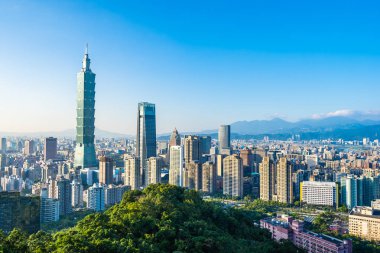 Güzel manzara ve cityscape taipei 101 bina ve ark