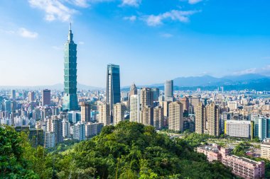 Güzel manzara ve cityscape taipei 101 bina ve ark