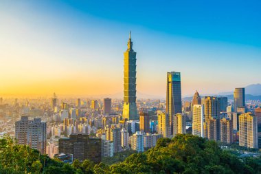 Güzel manzara ve cityscape taipei 101 bina ve ark