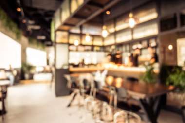 Arka plan için soyut bulanık kahve dükkanı iç mimarisi