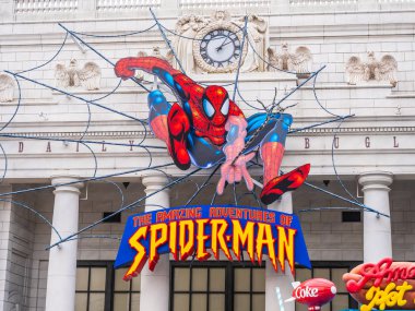 Osaka, Japonya - 12 Kasım 2018: güzel eğlence cazibe Evrensel Studio Osaka örümcek adam