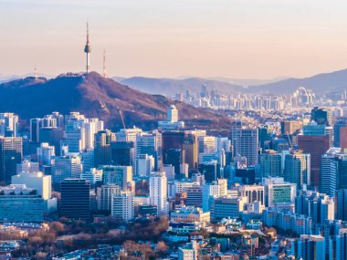 Bina Cityscape Kulesi Seoul City Güney Kore ile güzel mimari