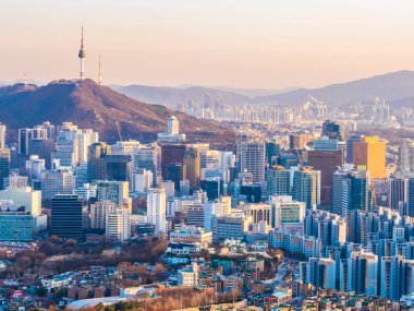 Bina Cityscape Kulesi Seoul City Güney Kore ile güzel mimari
