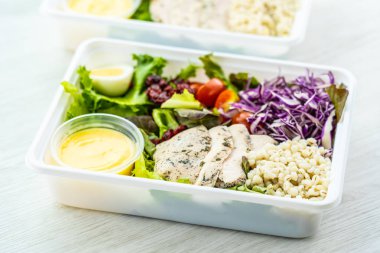 Izgara tavuk eti göğüs ile taze sebze salatası - sağlıklı gıda tarzı