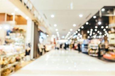 Arkaplan için mağaza içi soyut bulanıklık ve odaklanmış alışveriş merkezi