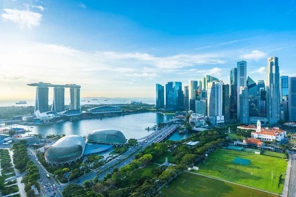 Hermoso Edificio Arquitectura Paisaje Urbano Exterior Singapur Horizonte Ciudad Con — Foto de Stock