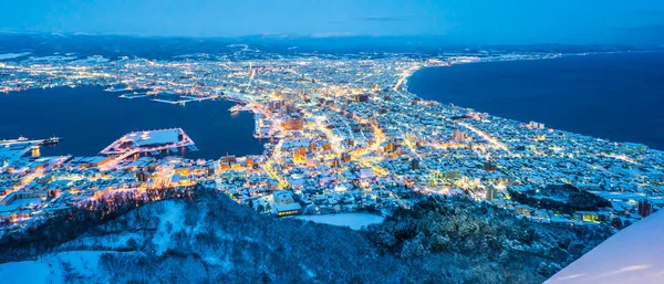 Piękny Krajobraz Panoramę Miasta Góry Hakodate Wygląd Wokół Budynku Panoramę — Zdjęcie stockowe