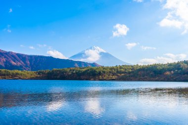 Güzel manzara dağ fuji göl Yamanashi Japonya akçaağaç ağaç yaprak ile