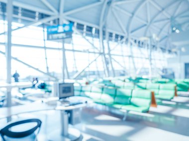 Soyut bulanıklık ve arka plan için Havaalanı terminal iç defocused