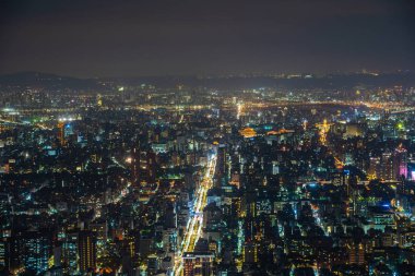 Taipei şehir manzarası geceleri Tayvan'da bina güzel mimari