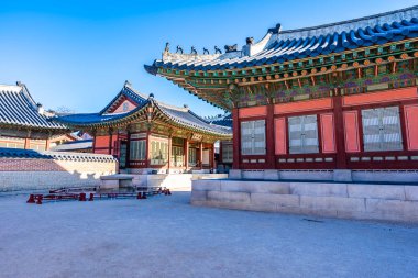 Gyeongbokgung Sarayı Seul Güney Kore'de bina güzel mimari