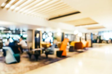 Özet olarak, arka plan için soyut bulanık ve odaksız otel ve lobi iç mekanı