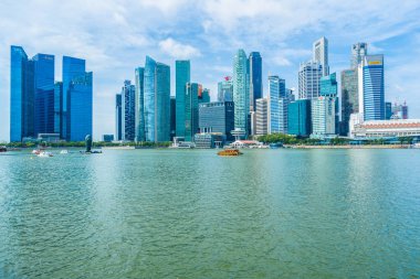 Singapur, 21 Ocak 2019: gökdelen marina defne Singapur City çevresinde bina güzel mimari