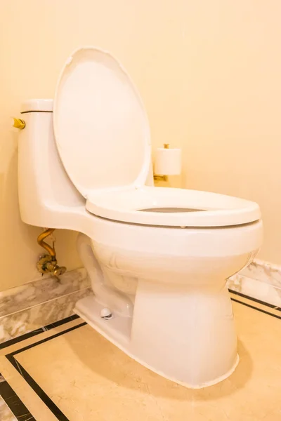 Белый Туалет Украшения Сиденья Интерьера Комнаты — стоковое фото