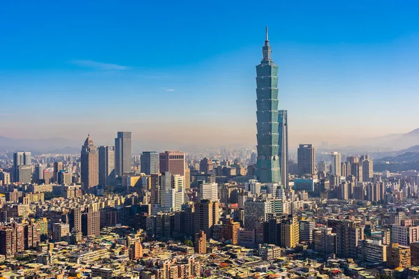 Hermosa Arquitectura Edificio Taipei Horizonte Ciudad Atardecer Taiwán — Foto de Stock