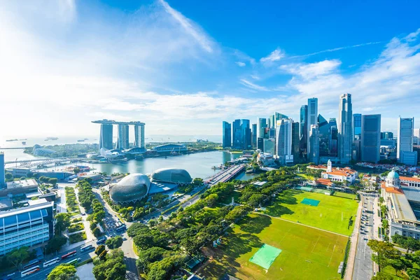 Hermoso Edificio Arquitectura Paisaje Urbano Exterior Singapur Horizonte Ciudad Con — Foto de Stock