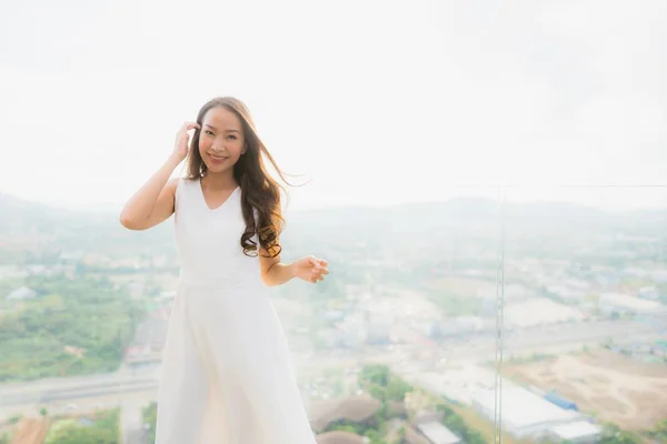 Retrato Bonito Jovem Asiático Mulher Sorriso Feliz Sinta Livre Com — Fotografia de Stock