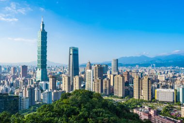 Güzel manzara ve cityscape taipei 101 bina ve ark