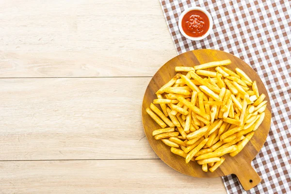 French fries with tomato or ketchup sauce — Stock Photo, Image