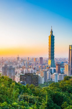 Güzel manzara ve cityscape taipei 101 bina ve ark