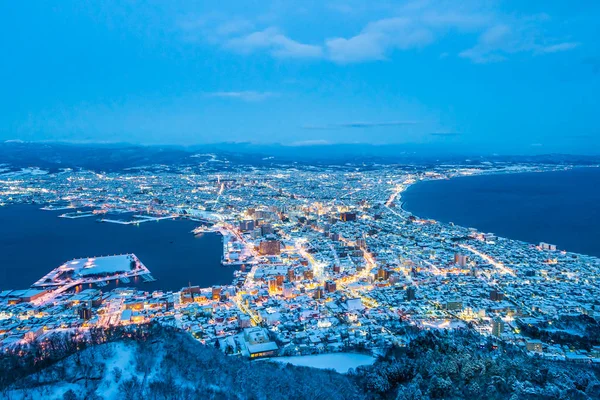 Güzel manzara ve tuvalet için dağ Hakodate üzerinden cityscape — Stok fotoğraf