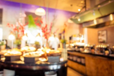 Arka plan için iç soyut bulanıklık kahve dükkanı kafe ve restoran açık büfe