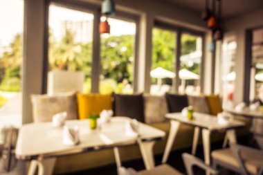 Soyut bulanıklık ve ufuk restoran ve kafe iç arka planı için
