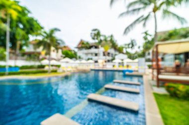 Seyahat ve tatil için güzel otel resort ve yüzme havuzu arka plan bulanıklık
