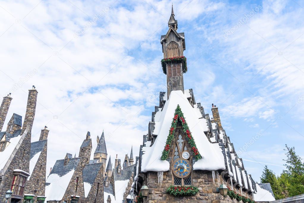 Osaka, Japan - 12 November 2018 : Beautiful amusement attraction of harry potter in Universal studio Osaka