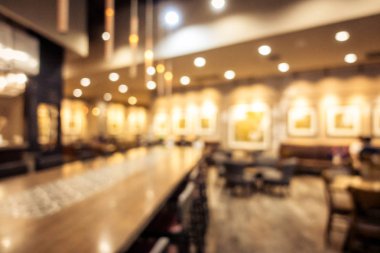 Arka plan için soyut bulanık kahve dükkanı iç mimarisi