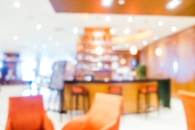 Özet olarak, arka plan için soyut bulanık ve odaksız otel ve lobi iç mekanı