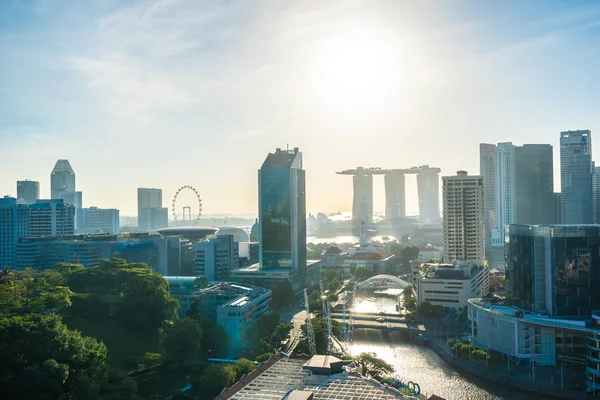 Beautiful Architecture Building Exterior Cityscape Singapore City Skyline White Cloud — Stock Photo, Image