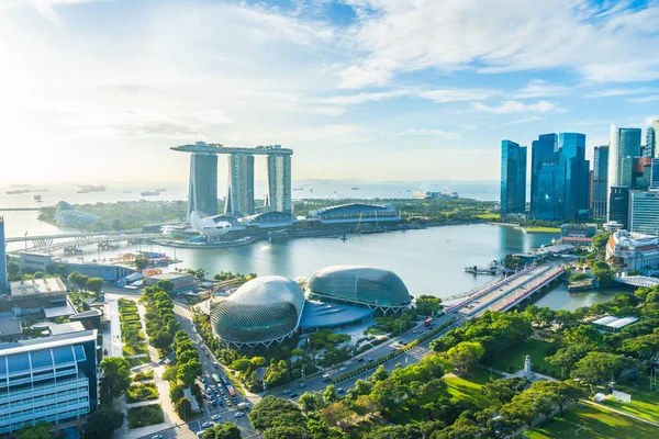 Vacker Arkitektur Byggnad Yttre Stadsbilden Singapore City Skyline Med Vita — Stockfoto
