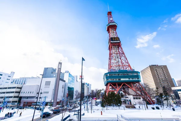 日本北海道札幌 2019年2月2日在日本北海道札幌市的札幌大道美丽的建筑在雪冬季节 — 图库照片