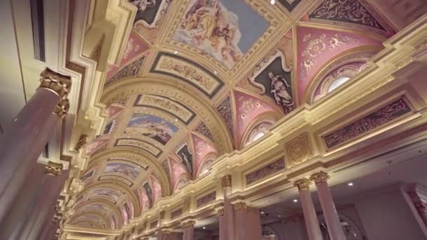 Prachtig Interieur Van Venetiaans Hotel Resort Casino Macau City — Stockvideo